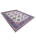Power Loomed Kazak Wool Rug 9' 3" X 11' 9" 9' 3" X 11' 9" (282 X 358) / Ivory / Blue