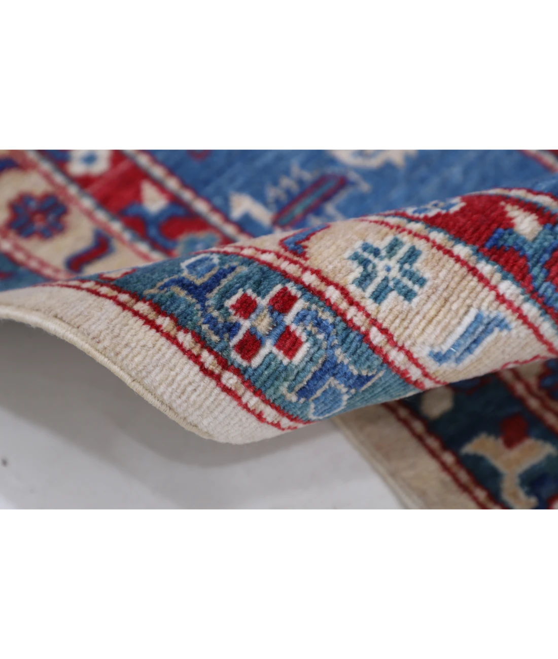 Power Loomed Kazak Wool Rug 9' 3" X 11' 9" 9' 3" X 11' 9" (282 X 358) / Ivory / Blue