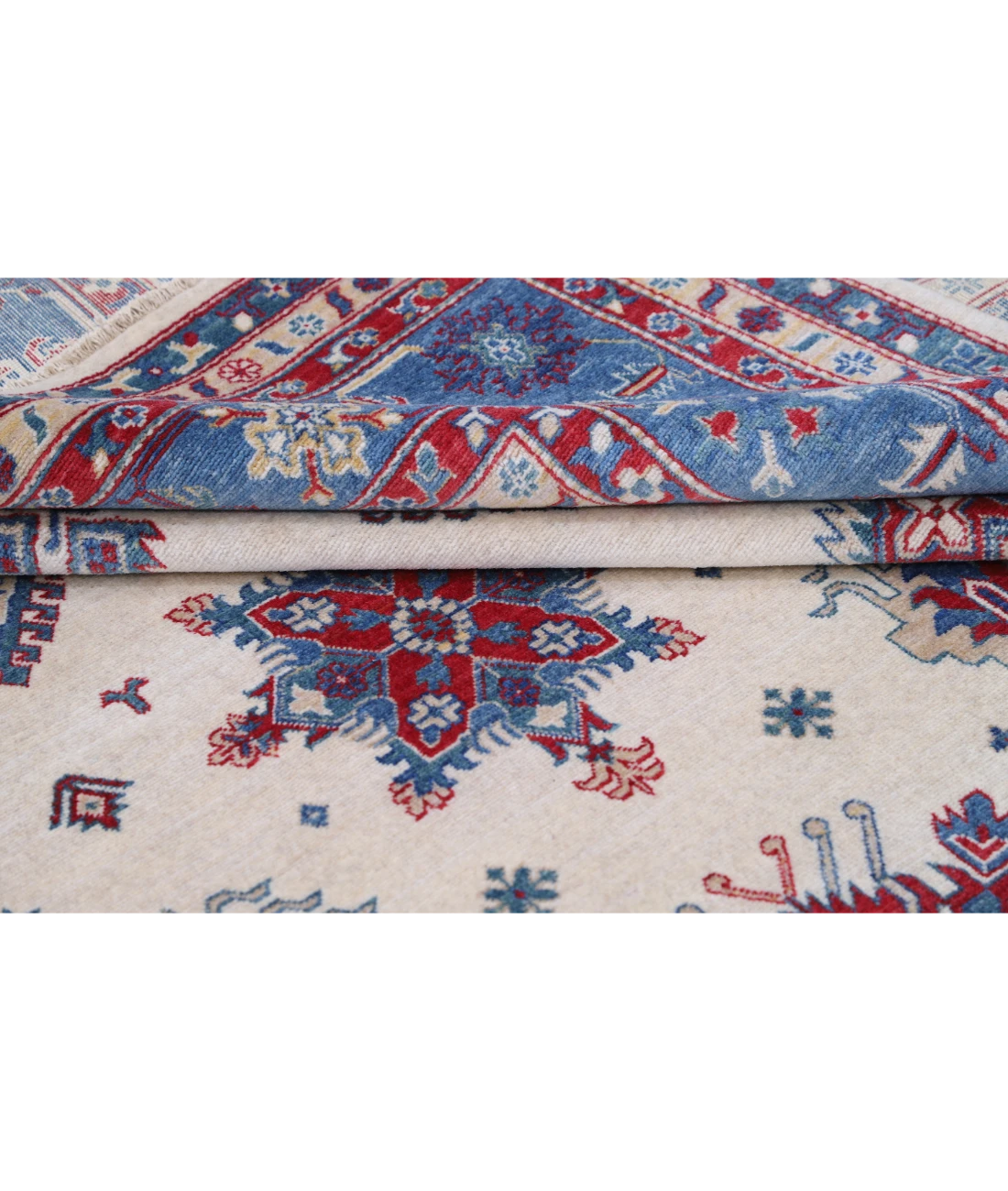 Power Loomed Kazak Wool Rug 9' 3" X 11' 9" 9' 3" X 11' 9" (282 X 358) / Ivory / Blue