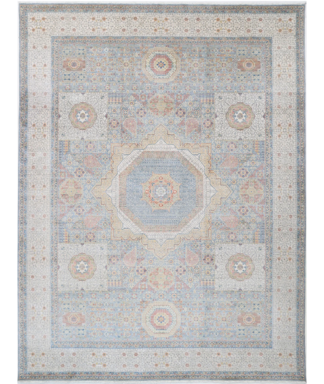 Power Loomed Mamluk Wool Rug 8' 10" X 11' 10" 8' 10" X 11' 10" (269 X 361) / Blue / Ivory