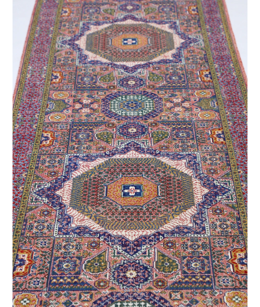 Power Loomed Mamluk Wool Rug 2' 11" X 31' 2" 2' 11" X 31' 2" (89 X 950) / Red / Ivory