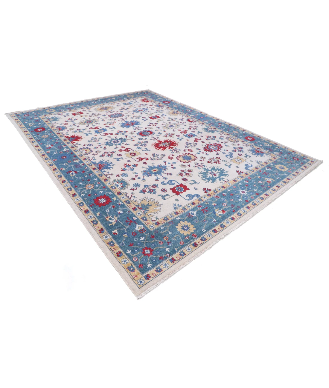 Power Loomed Pasha Wool Rug 9' 1" X 12' 0" 9' 1" X 12' 0" (277 X 366) / Ivory / Blue