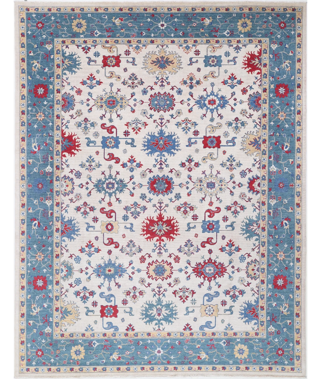 Power Loomed Pasha Wool Rug 9' 1" X 12' 0" 9' 1" X 12' 0" (277 X 366) / Ivory / Blue