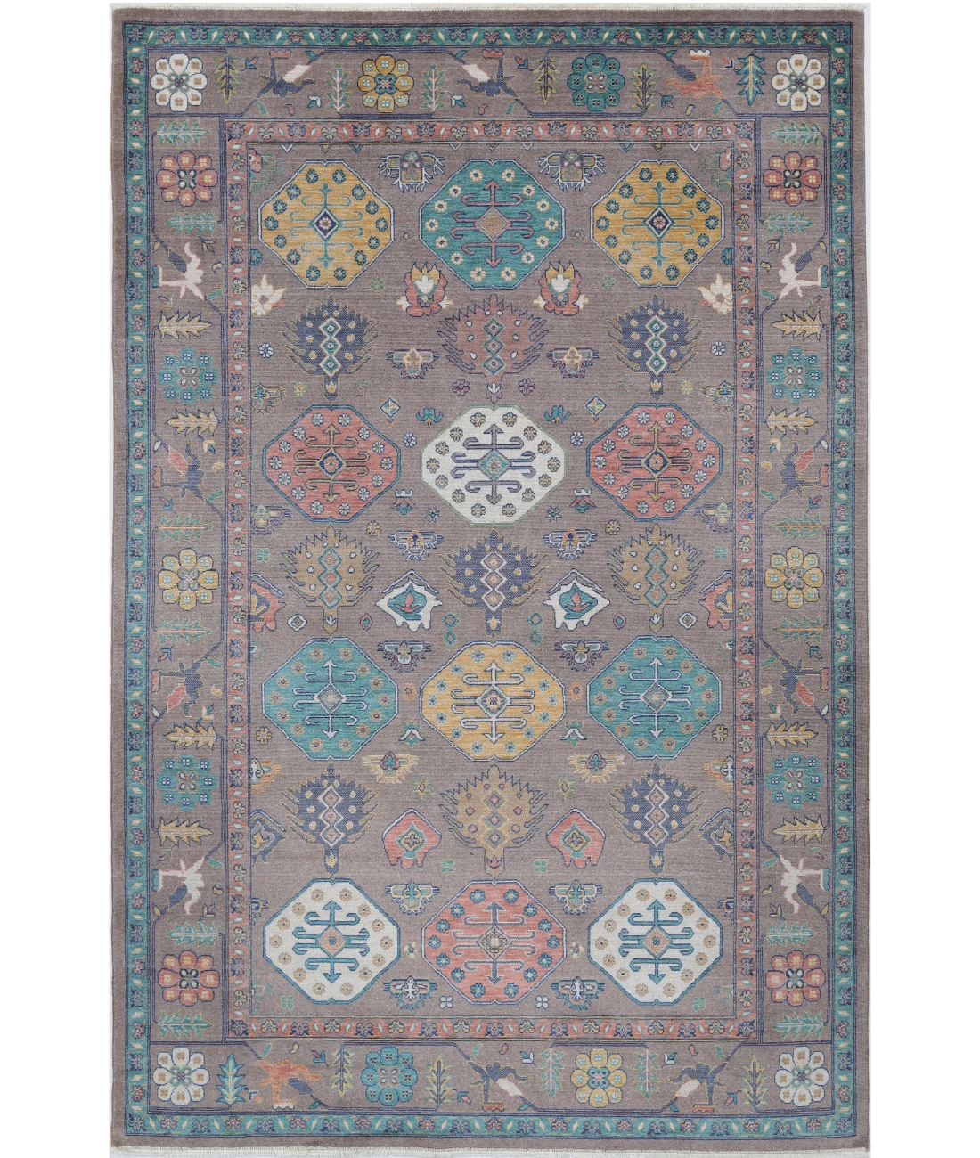 Power Loomed Pasha Wool Rug 6' 6" X 10' 0" 6' 6" X 10' 0" (198 X 305) / Brown / Green
