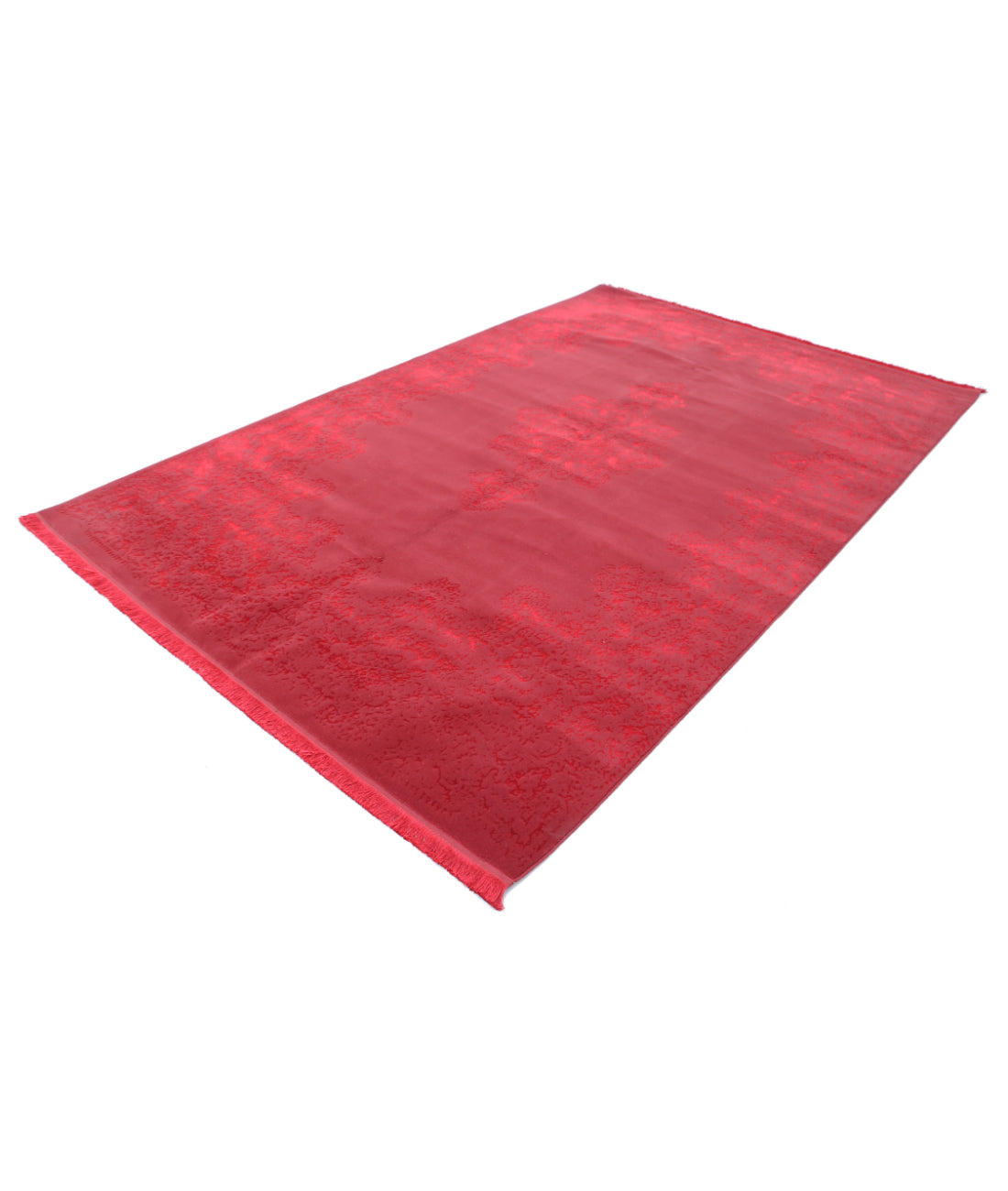 Vista 6'4'' X 9'9'' Power-Loomed Wool-Bamboo Silk Rug 6'4'' x 9'9'' (190 X 293) / Red / Red